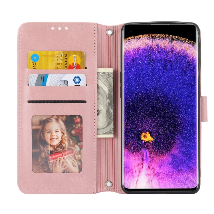 For OPPO Find X5 Pro Embossed Striped Magnetic Buckle Horizontal Flip Phone Leather Case