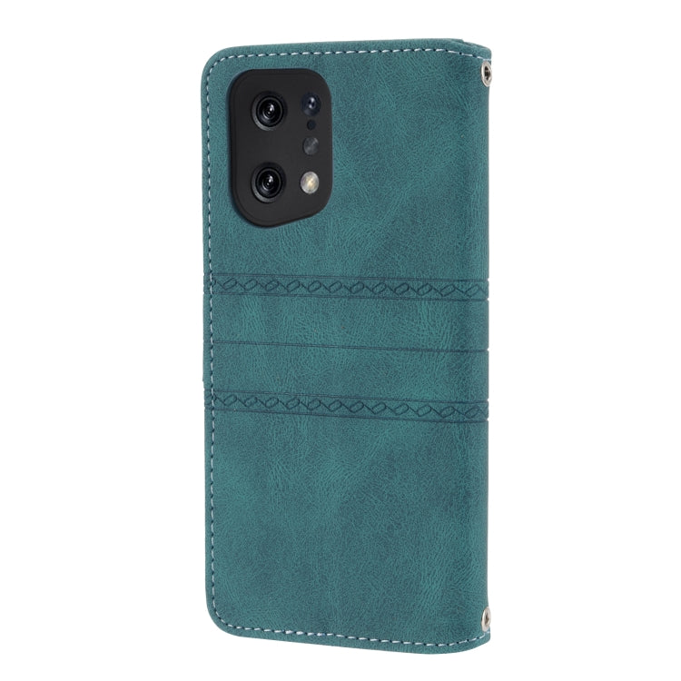 For OPPO Find X5 Pro Embossed Striped Magnetic Buckle Horizontal Flip Phone Leather Case