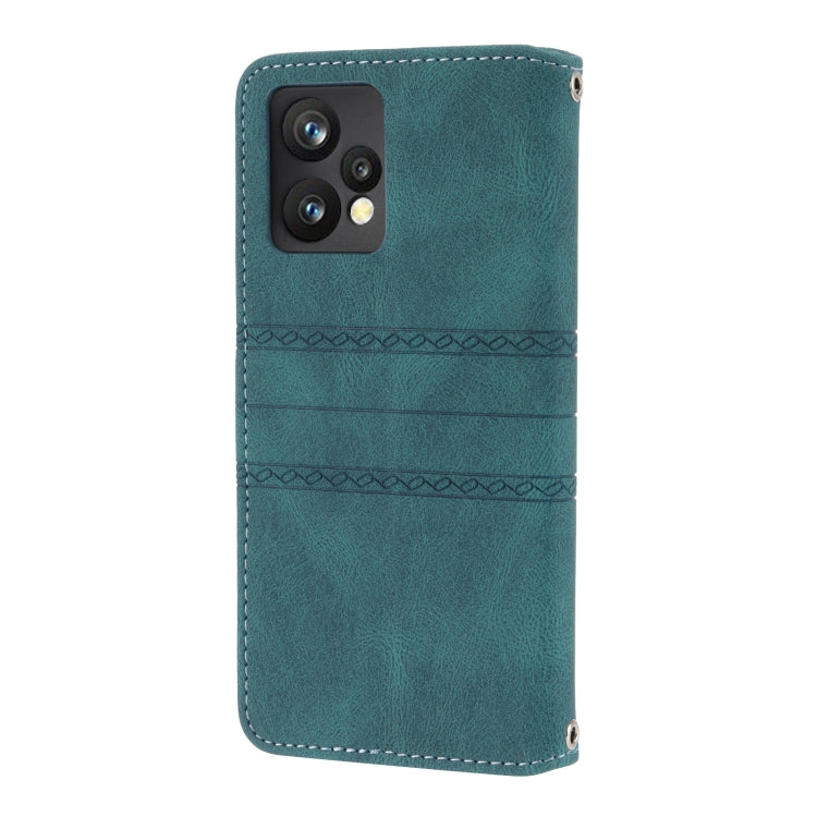 For OPPO Realme 9 Pro+ Embossed Striped Magnetic Buckle Horizontal Flip Phone Leather Case