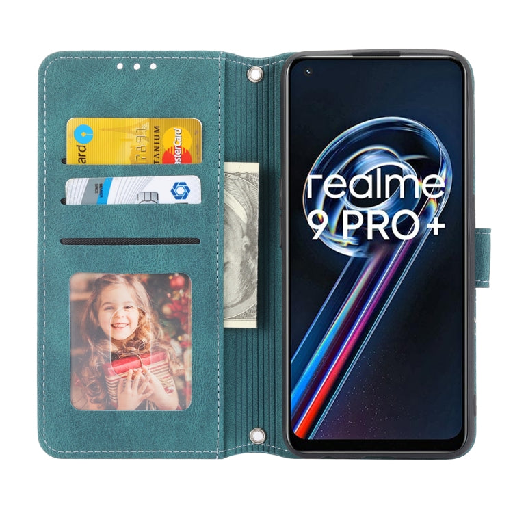 For OPPO Realme 9 Pro+ Embossed Striped Magnetic Buckle Horizontal Flip Phone Leather Case