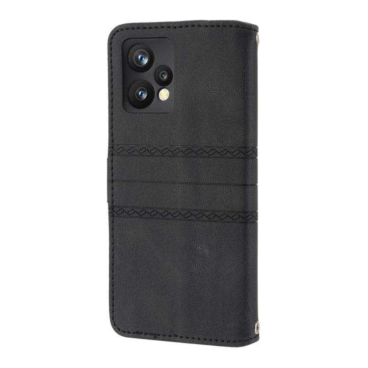 For OPPO Realme 9 Pro+ Embossed Striped Magnetic Buckle Horizontal Flip Phone Leather Case