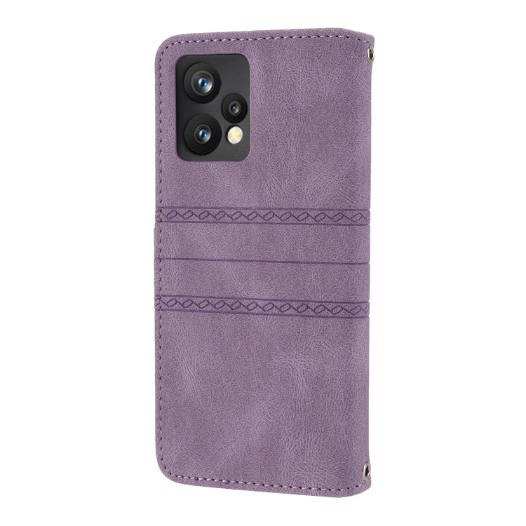 For OPPO Realme 9 Pro+ Embossed Striped Magnetic Buckle Horizontal Flip Phone Leather Case