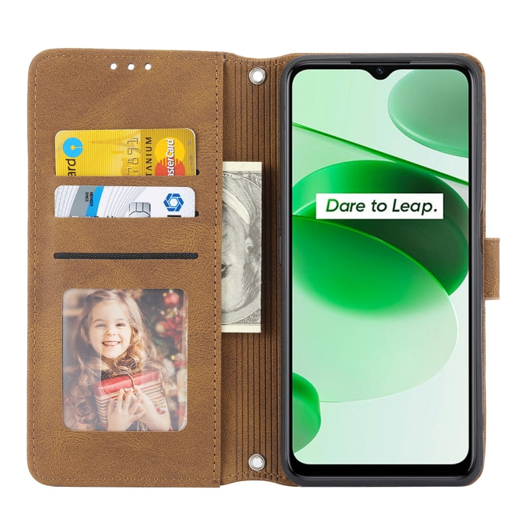 For OPPO Realme C35 Embossed Striped Magnetic Buckle Horizontal Flip Phone Leather Case