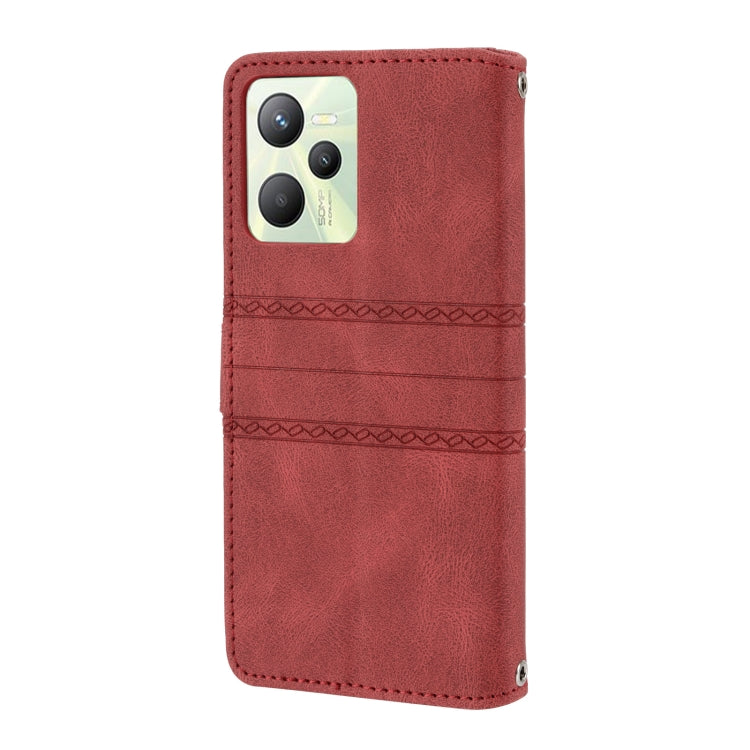 For OPPO Realme 9 Pro Embossed Striped Magnetic Buckle Horizontal Flip Phone Leather Case