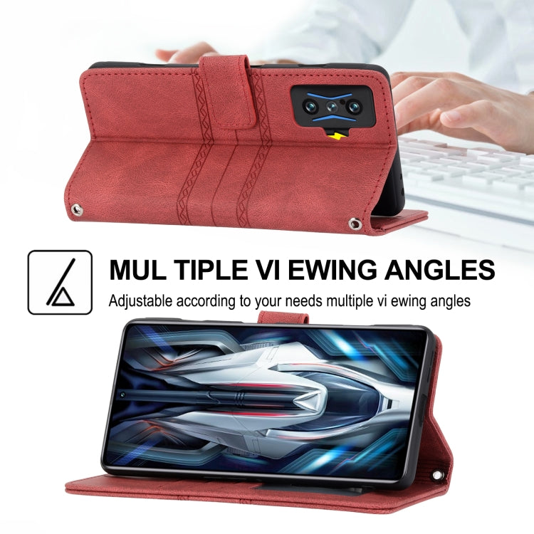 For Xiaomi Redmi K50 Gaming Embossed Striped Magnetic Buckle Horizontal Flip Phone Leather Case