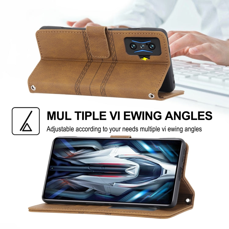 For Xiaomi Redmi K50 Gaming Embossed Striped Magnetic Buckle Horizontal Flip Phone Leather Case