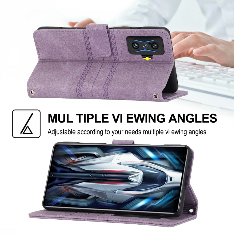 For Xiaomi Redmi K50 Gaming Embossed Striped Magnetic Buckle Horizontal Flip Phone Leather Case