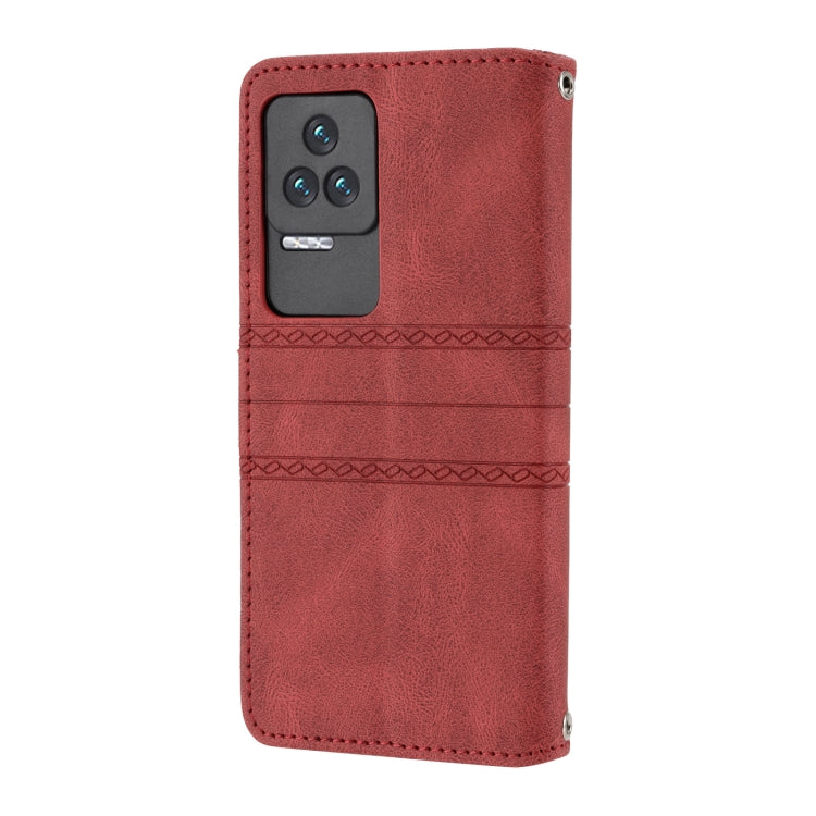 For Xiaomi Redmi K50 Pro Embossed Striped Magnetic Buckle Horizontal Flip Phone Leather Case
