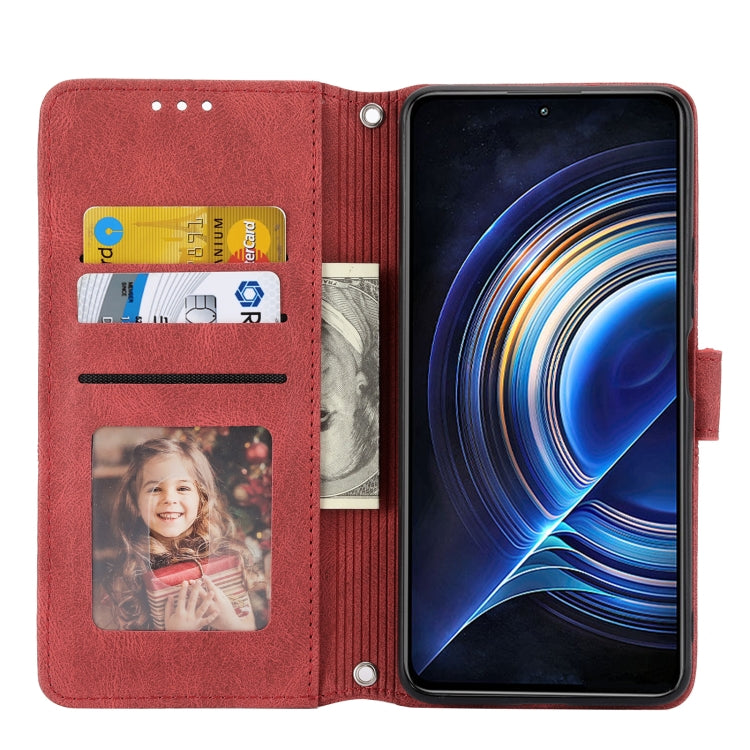 For Xiaomi Redmi K50 Pro Embossed Striped Magnetic Buckle Horizontal Flip Phone Leather Case