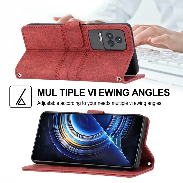 For Xiaomi Redmi K50 Pro Embossed Striped Magnetic Buckle Horizontal Flip Phone Leather Case