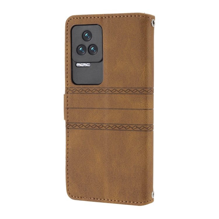 For Xiaomi Redmi K50 Pro Embossed Striped Magnetic Buckle Horizontal Flip Phone Leather Case