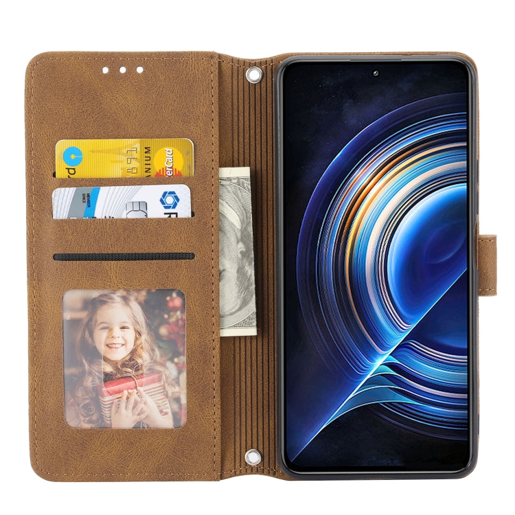 For Xiaomi Redmi K50 Pro Embossed Striped Magnetic Buckle Horizontal Flip Phone Leather Case