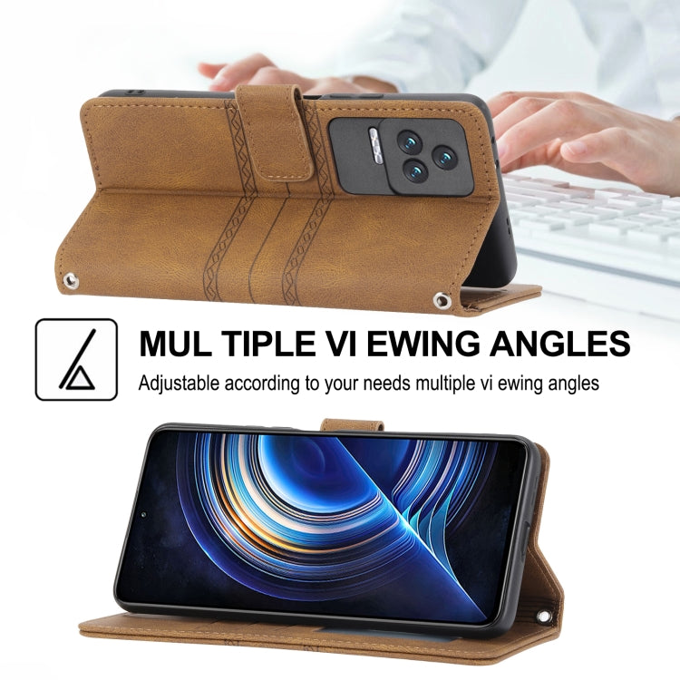 For Xiaomi Redmi K50 Pro Embossed Striped Magnetic Buckle Horizontal Flip Phone Leather Case