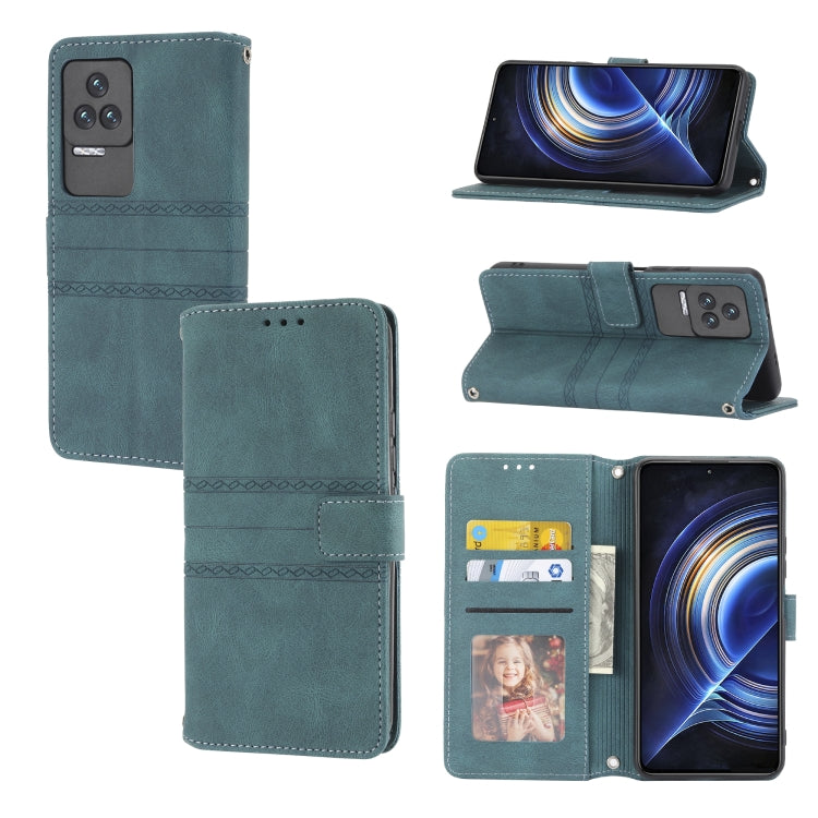 For Xiaomi Redmi K50 Pro Embossed Striped Magnetic Buckle Horizontal Flip Phone Leather Case