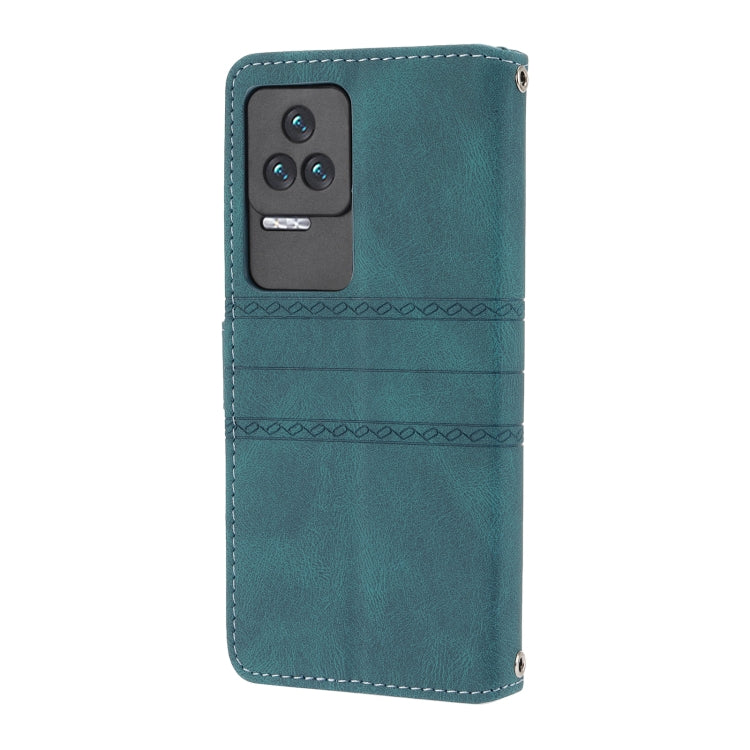 For Xiaomi Redmi K50 Pro Embossed Striped Magnetic Buckle Horizontal Flip Phone Leather Case
