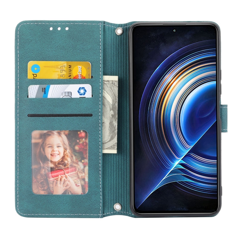 For Xiaomi Redmi K50 Pro Embossed Striped Magnetic Buckle Horizontal Flip Phone Leather Case