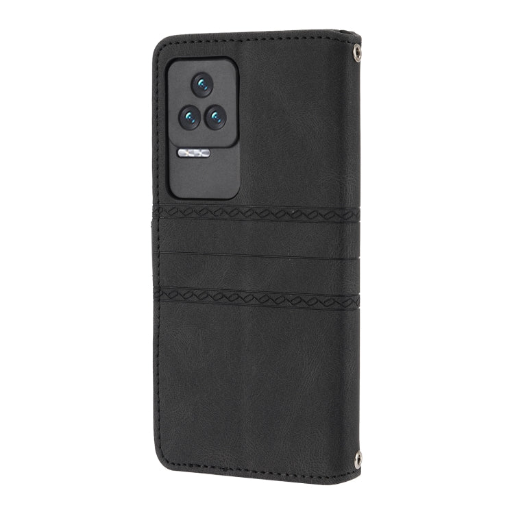 For Xiaomi Redmi K50 Pro Embossed Striped Magnetic Buckle Horizontal Flip Phone Leather Case