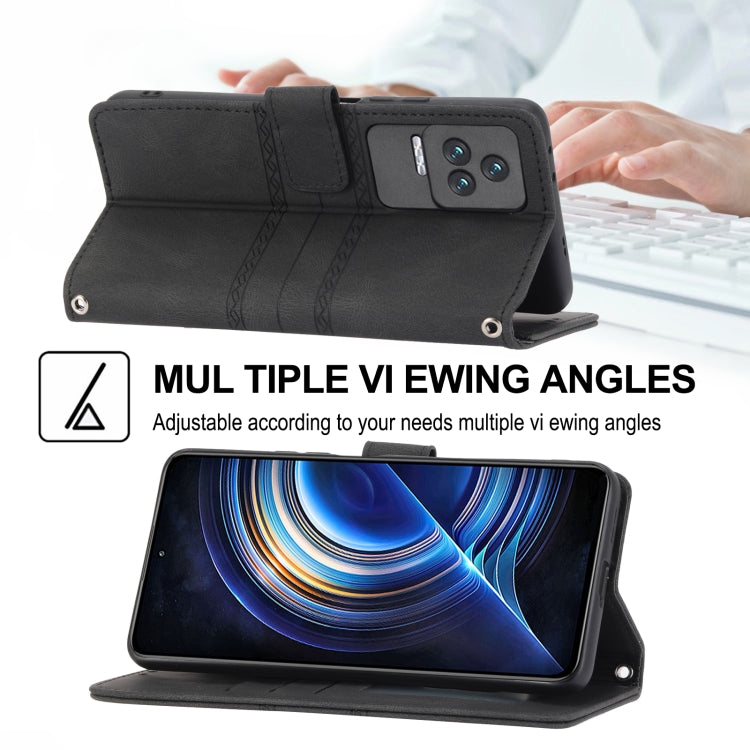 For Xiaomi Redmi K50 Pro Embossed Striped Magnetic Buckle Horizontal Flip Phone Leather Case