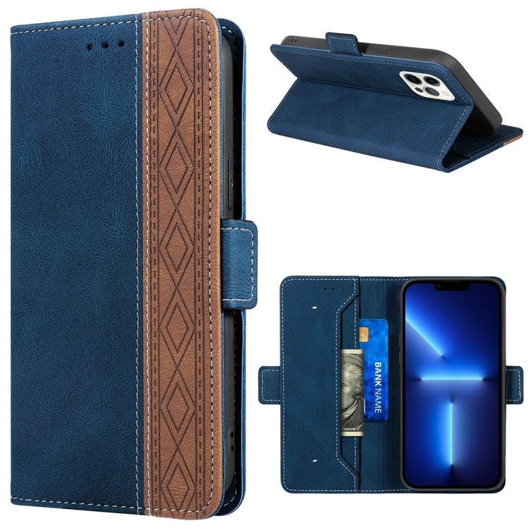 For iPhone 13 Pro Max Stitching Magnetic RFID Leather Case