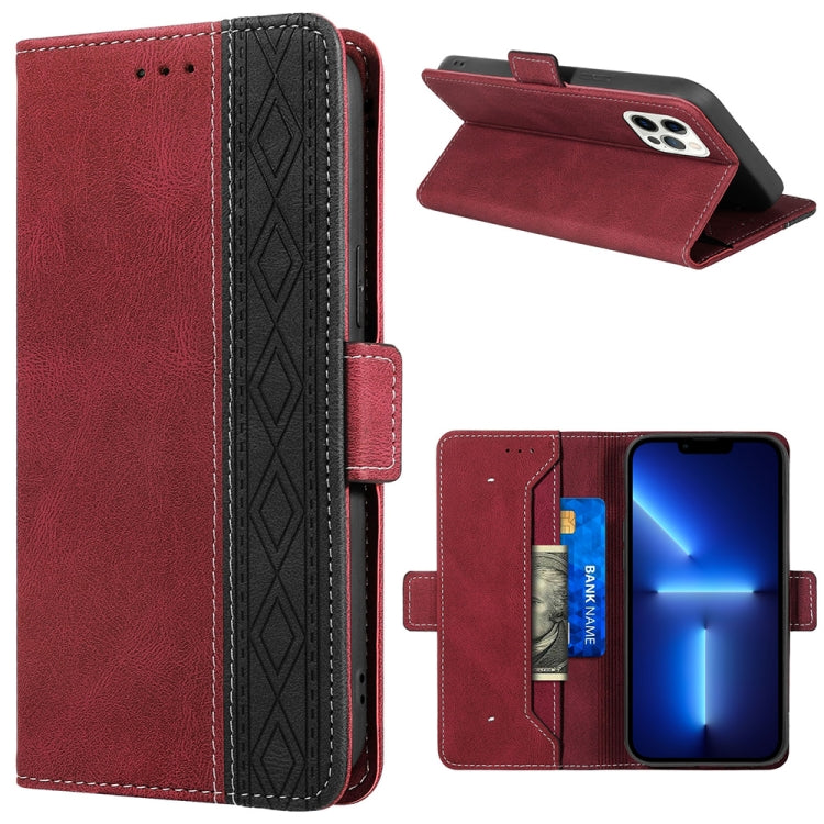 For iPhone 13 Pro Max Stitching Magnetic RFID Leather Case