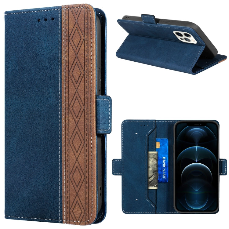 For iPhone 12 Pro Max Stitching Magnetic RFID Leather Case