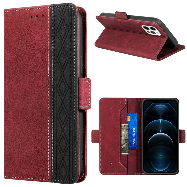 For iPhone 12 Pro Max Stitching Magnetic RFID Leather Case