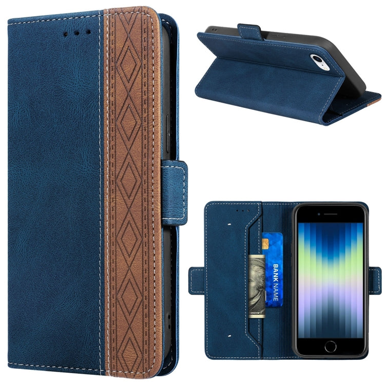 For iPhone SE 2022 / SE 2020 / 8 / 7 Stitching Magnetic RFID Leather Case