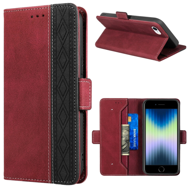 For iPhone SE 2022 / SE 2020 / 8 / 7 Stitching Magnetic RFID Leather Case