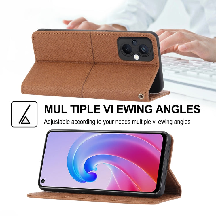 For OPPO A96 5G Woven Texture Stitching Magnetic PU Leather Phone Case