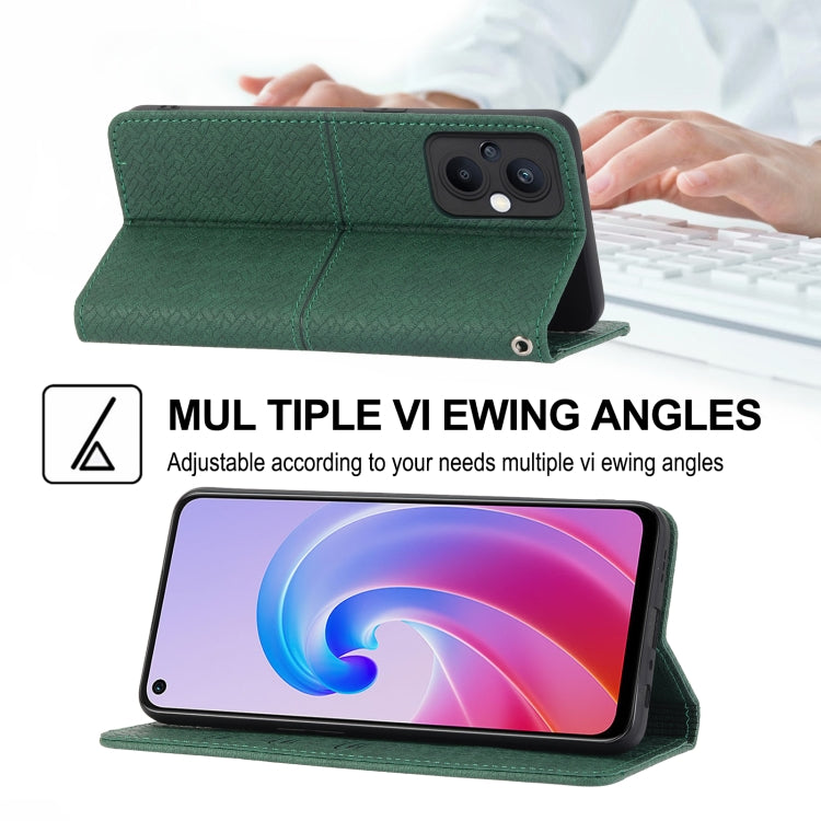 For OPPO A96 5G Woven Texture Stitching Magnetic PU Leather Phone Case