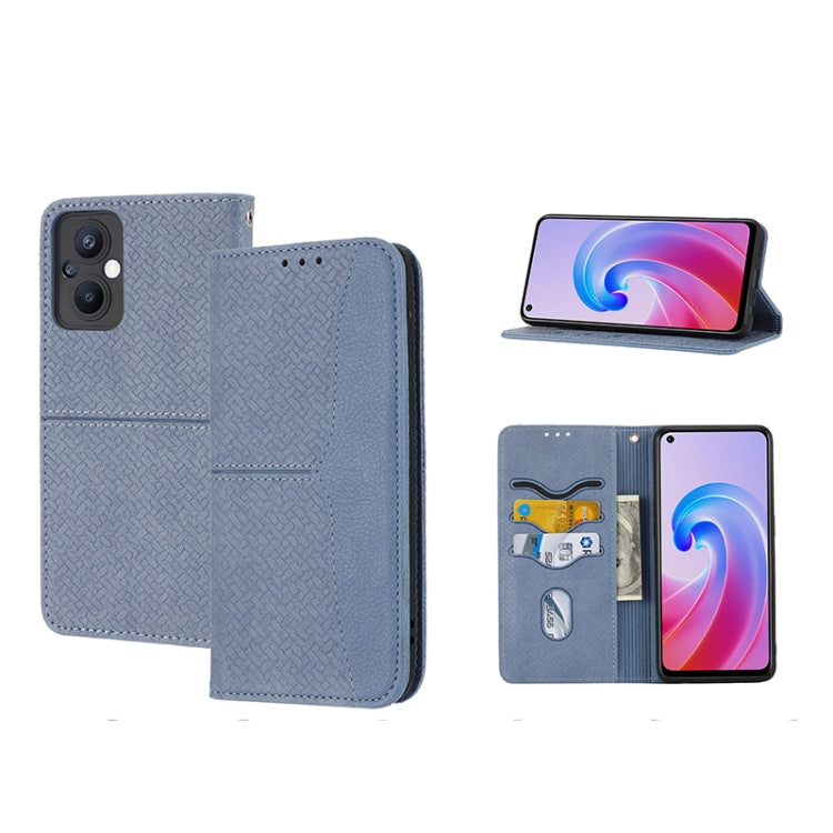For OPPO A96 5G Woven Texture Stitching Magnetic PU Leather Phone Case