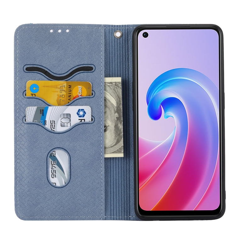 For OPPO A96 5G Woven Texture Stitching Magnetic PU Leather Phone Case