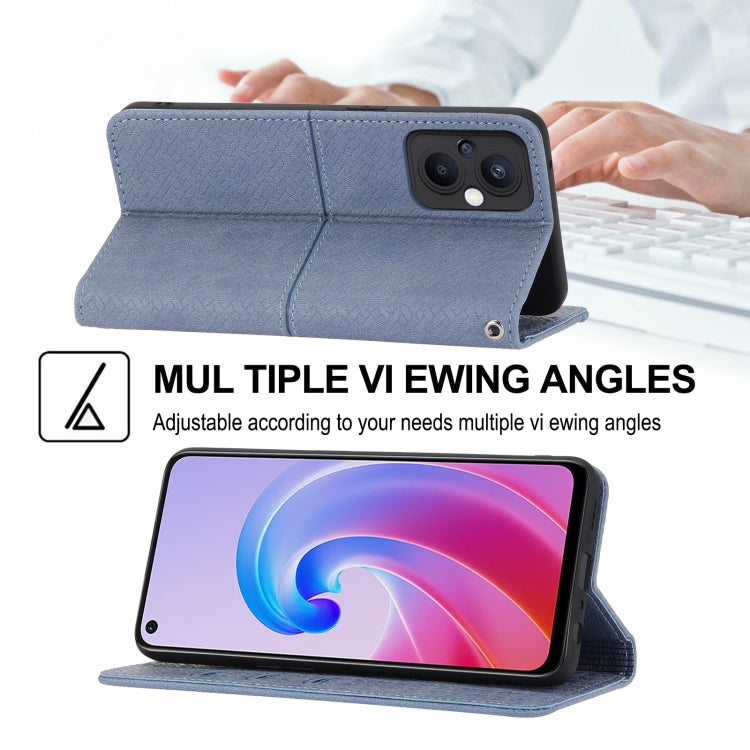 For OPPO A96 5G Woven Texture Stitching Magnetic PU Leather Phone Case
