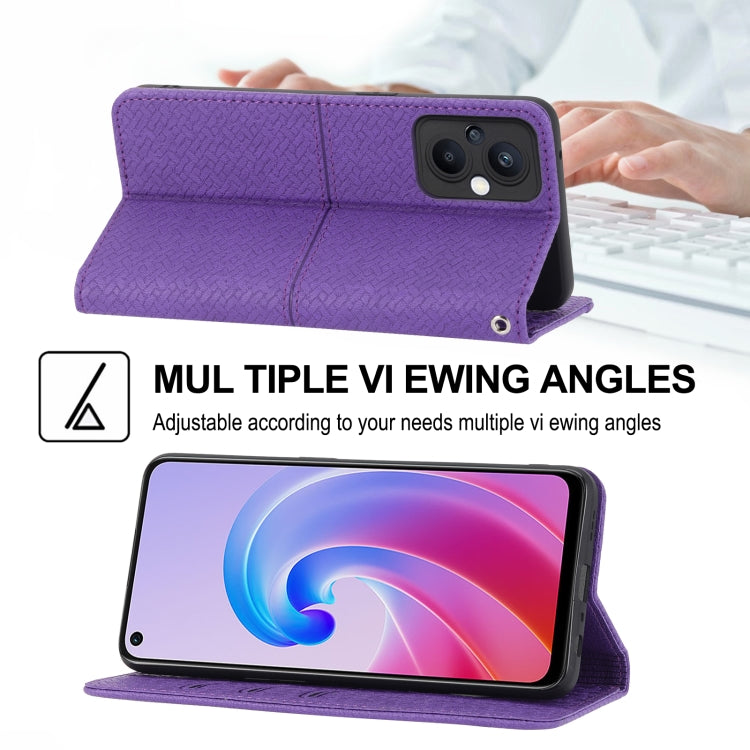 For OPPO A96 5G Woven Texture Stitching Magnetic PU Leather Phone Case