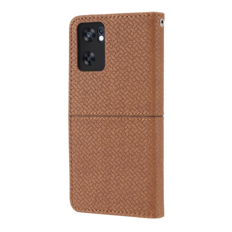 For OPPO Reno7 SE 5G Woven Texture Stitching Magnetic PU Leather Phone Case