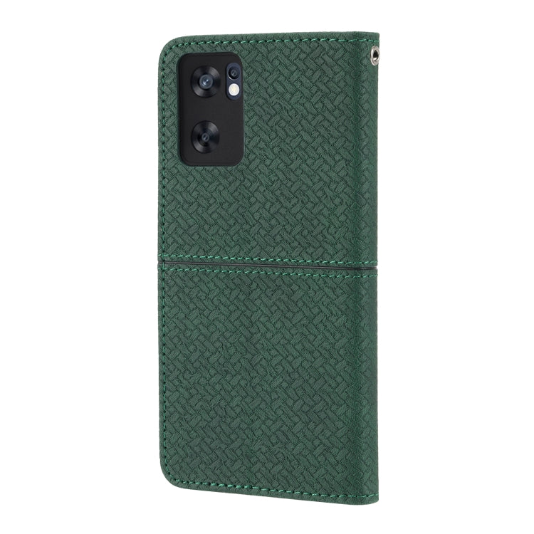 For OPPO Reno7 SE 5G Woven Texture Stitching Magnetic PU Leather Phone Case