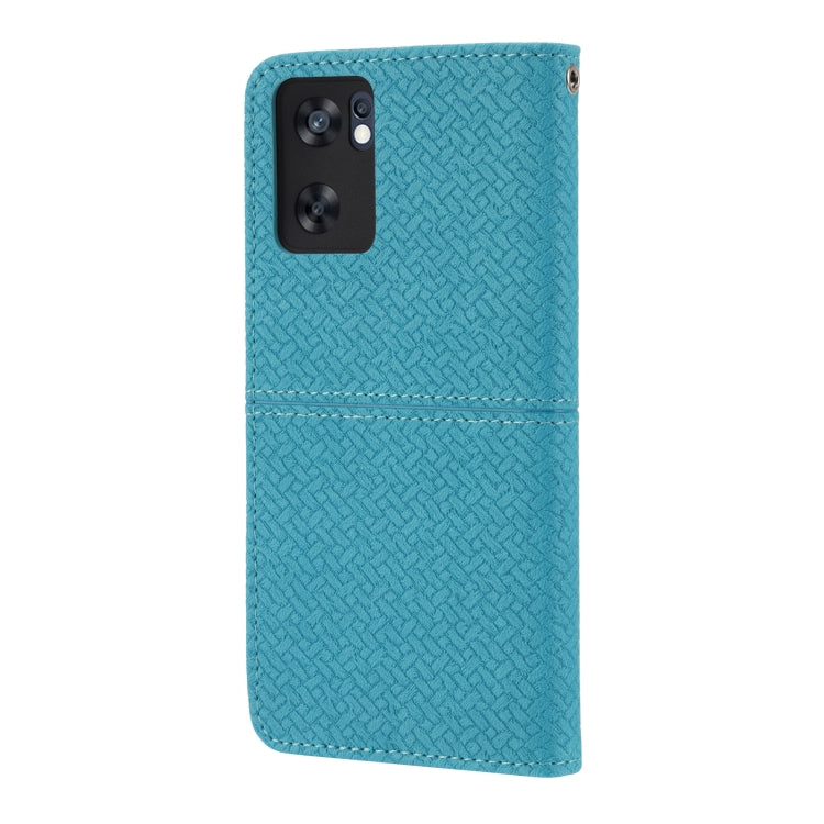 For OPPO Reno7 SE 5G Woven Texture Stitching Magnetic PU Leather Phone Case
