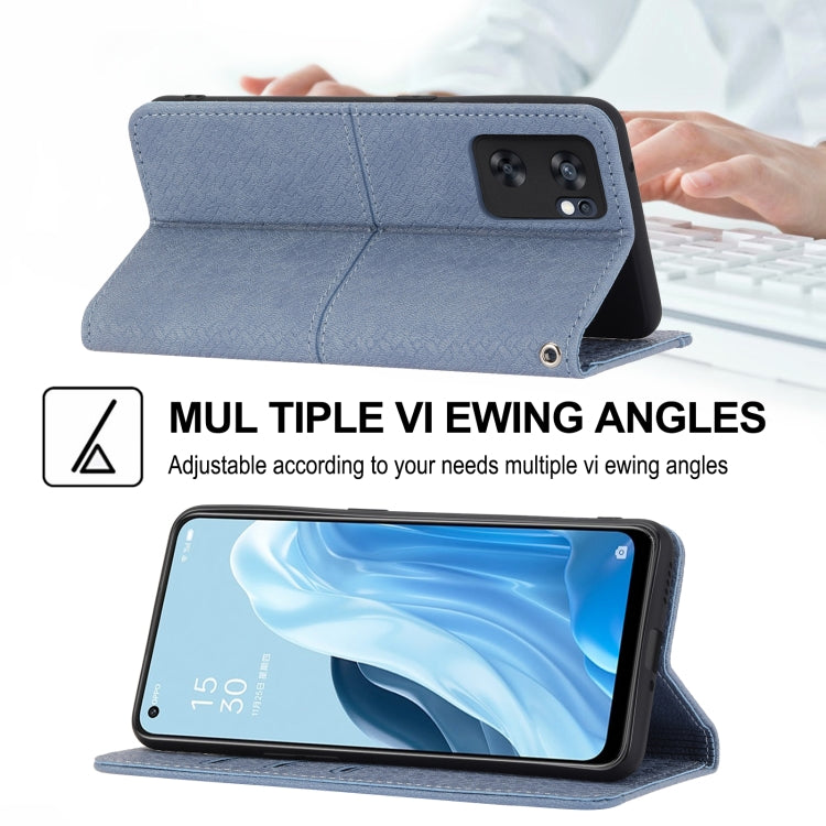 For OPPO Reno7 SE 5G Woven Texture Stitching Magnetic PU Leather Phone Case