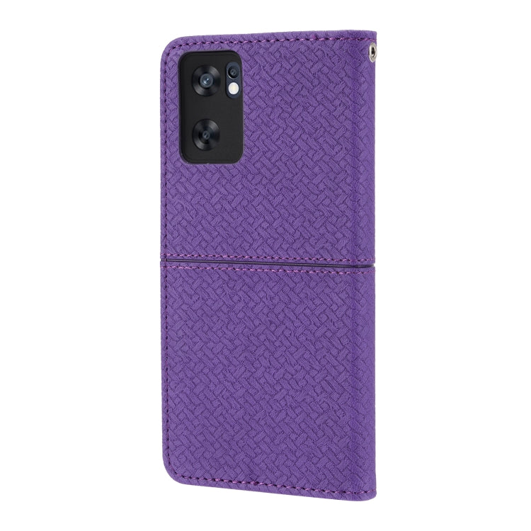 For OPPO Reno7 SE 5G Woven Texture Stitching Magnetic PU Leather Phone Case