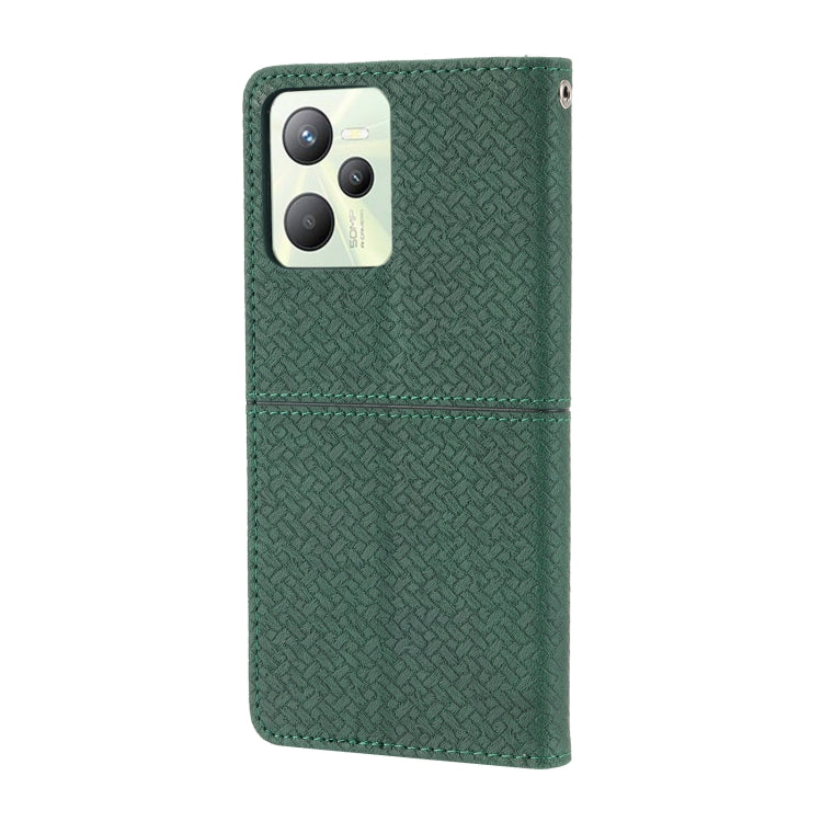 For OPPO Realme 9 Pro Woven Texture Stitching Magnetic PU Leather Phone Case