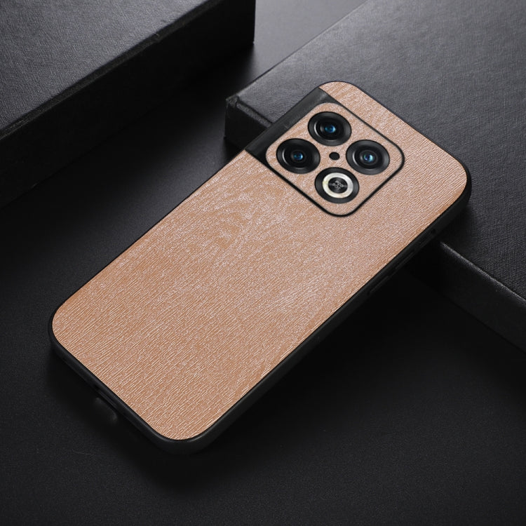 For OnePlus 10 Pro 5G Wood Texture PU Phone Case