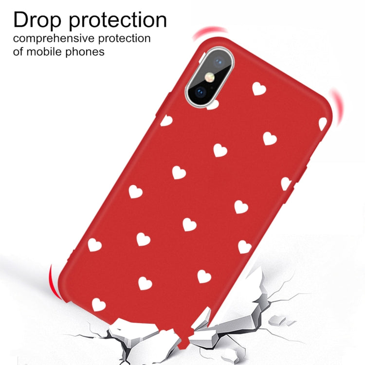 For iPhone X / XS Multiple Love-hearts Pattern Colorful Frosted TPU Phone Protective Case