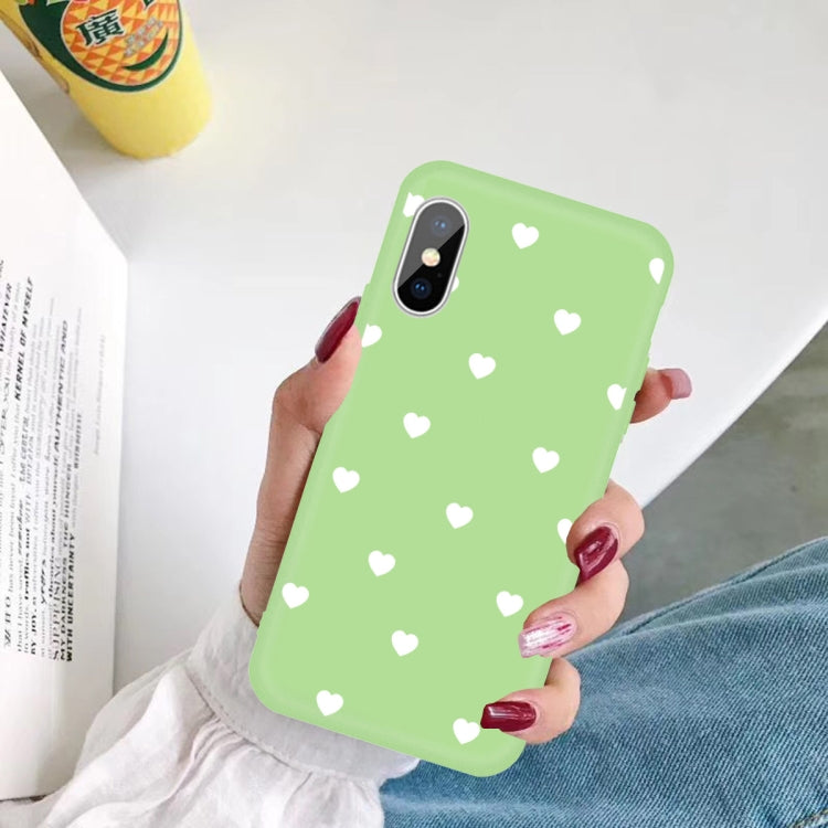 For iPhone X / XS Multiple Love-hearts Pattern Colorful Frosted TPU Phone Protective Case