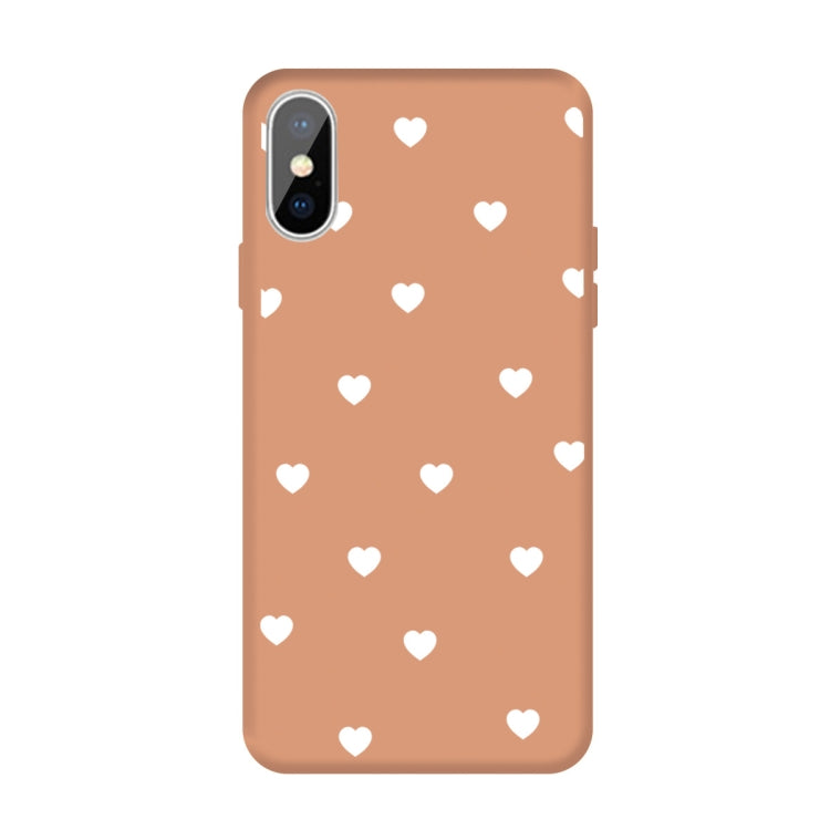 For iPhone X / XS Multiple Love-hearts Pattern Colorful Frosted TPU Phone Protective Case