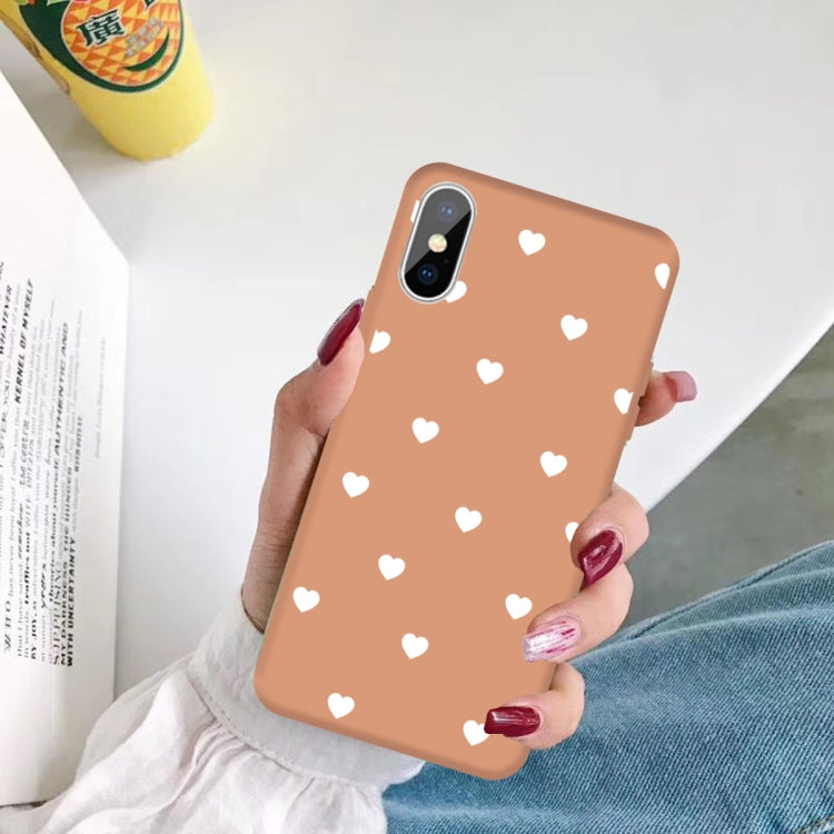 For iPhone X / XS Multiple Love-hearts Pattern Colorful Frosted TPU Phone Protective Case
