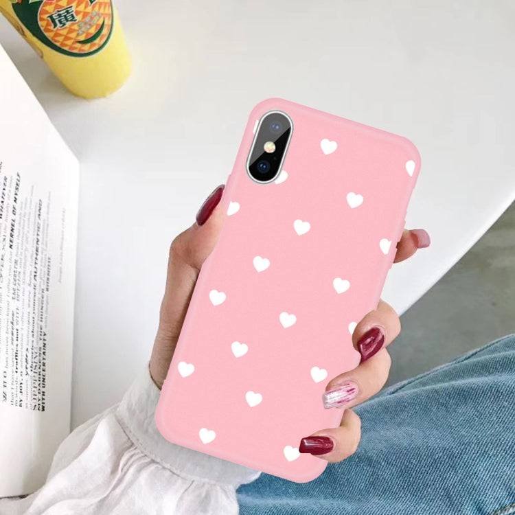 For iPhone XS Max Multiple Love-hearts Pattern Colorful Frosted TPU Phone Protective Case