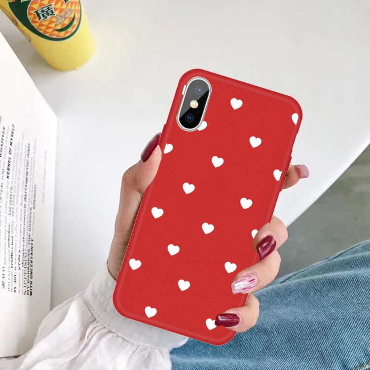 For iPhone XS Max Multiple Love-hearts Pattern Colorful Frosted TPU Phone Protective Case