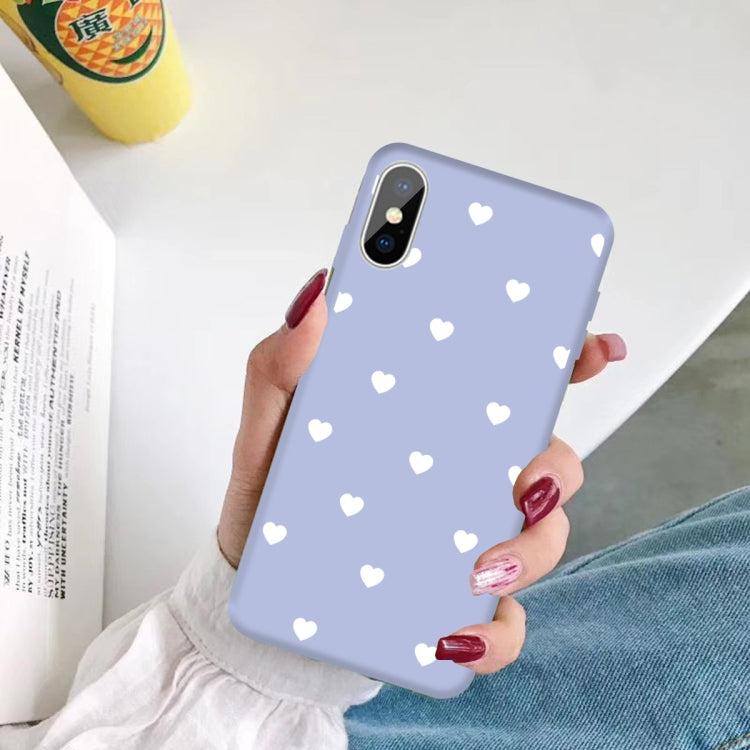 For iPhone XS Max Multiple Love-hearts Pattern Colorful Frosted TPU Phone Protective Case