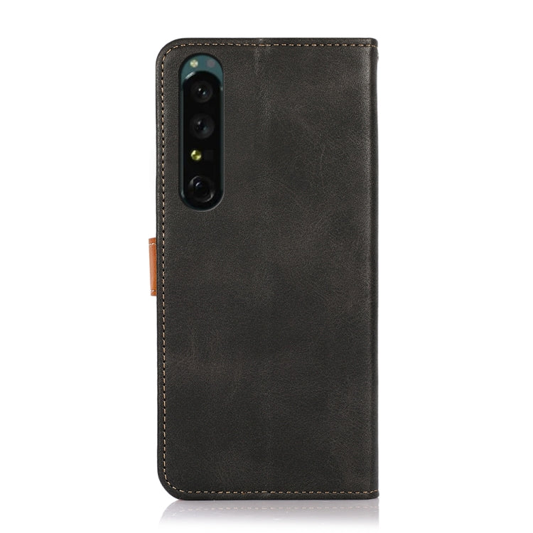 For Sony Xperia 1 IV KHAZNEH Dual-color Cowhide Texture Leather Phone Case
