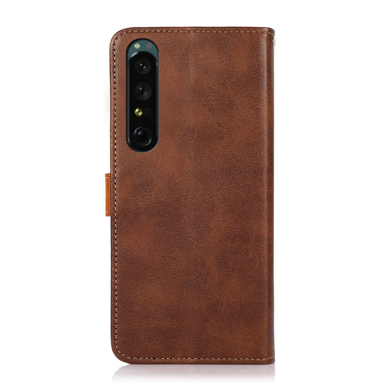 For Sony Xperia 1 IV KHAZNEH Dual-color Cowhide Texture Leather Phone Case
